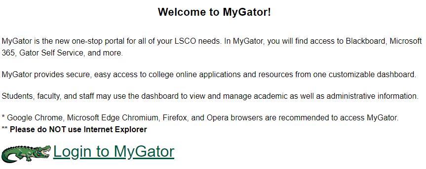 MyGator Welcome Page
