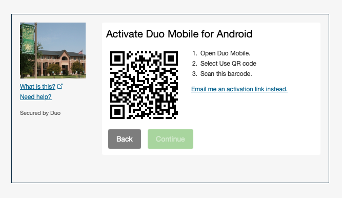 Activate Duo Mobile by QR Code
