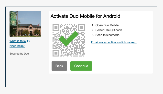 Activate Duo Mobile Screen - Completed