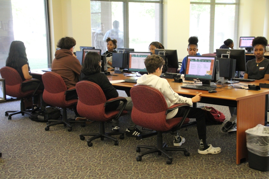 A group of students at computers
